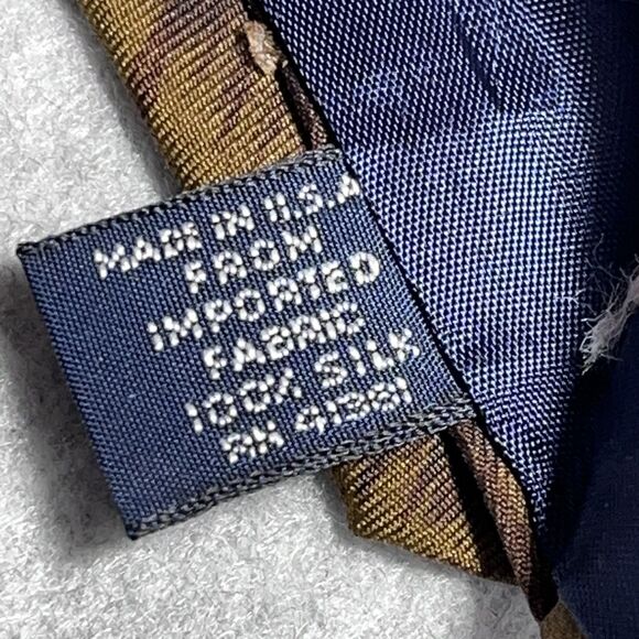 Polo Ralph Lauren Tie Mens Brown Silk Football Player Print Polo Sport Made USA - Picture 12 of 15